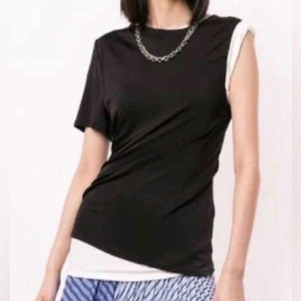 MONSE Black and White Short Sleeve Tee